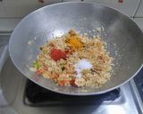 A picture of step 2 of Roti upma.
