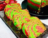 Foto langkah ke 8 dari resep 342. Bolu Zebra Merah Hijau| Sponge Cake Rice Cooker.