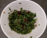 A picture of step 7 of Grilled Cauliflower with Hummus and Chimichurri.