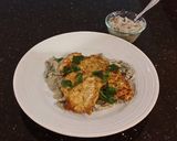 A picture of step 8 of Chicken Schnitzel with a Creamy Mushroom Sauce.