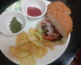 A picture of step 4 of Mint veg Burger in Rajma patty.
