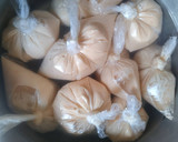 A picture of step 1 of Moi moi with onion source.