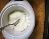 A picture of step 1 of Arabic breakfast||Yogurt cheese lebneh.