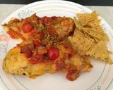A picture of step 3 of French bread Pizza.