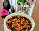 A picture of step 8 of Vangi bhat (brinjal rice).