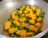 A picture of step 2 of Pumpkin Soup (no onion no garlic).