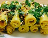 A picture of step 8 of Khandvi.