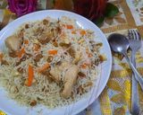 A picture of step 8 of Chicken Afghani pulao 😋.