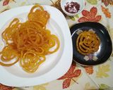 A picture of step 7 of Zafrani Jalebi.