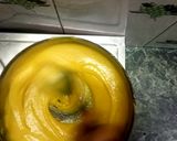 A picture of step 4 of Shahi mango khandvi with Mango rabari.
