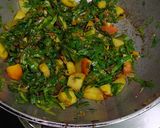 A picture of step 4 of Poi Saag and Potato Sabzi.