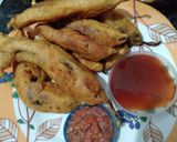 A picture of step 4 of Mirchi Bhajiya (Stuffed Chili Fritters).