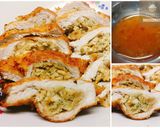 รูปขั้นตอนการทำที่ 7 ของ 🍖หมูทอดยัดไส้🌰(Pork, sage onion stuffing mix)