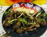 A picture of step 6 of Tawa Motton chanp with zeera rice.