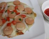Hình bước làm 6 của món Pizza xúc xích (không cần lò nướng)
