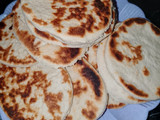 Naan bread with pumpkin soup