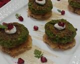 A picture of step 7 of Lucknowi matar chaat in rosti disc.