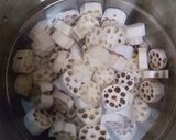 A picture of step 2 of Lotus stem curry.