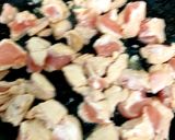 A picture of step 1 of My Salt n Chilli Peppered Chicken on a folded flatbread. 😋.