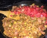 A picture of step 5 of Sincronizada with Chorizo and Potato Filling.