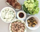 A picture of step 4 of Banh Hoi with Char Siu Pork.