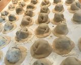 A picture of step 5 of Shish Barak - Lebanese meat dumplings in cooked yogurt.