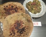 A picture of step 7 of Methi ka bhurta or filling paratha.