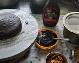 A picture of step 7 of Black forest cake stuff California crunchy walnuts cake.