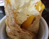 A picture of step 4 of My Peaches & Cream Crepe Wrap. 😘.