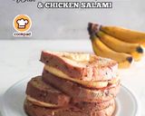 Gambar langkah 6 resipi Sandwich Pisang Dengan Mentega Kacang & Salami Ayam.