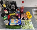 A picture of step 1 of Spicy chicken salad with couscous.