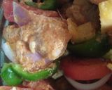 A picture of step 3 of Shish taouk kebab (Lebanese kebobs).