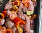 A picture of step 2 of Turkey, Sage & Pigs in Blanket Traybake.