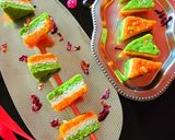 A picture of step 6 of Tricolor burfi.