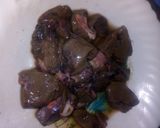 A picture of step 1 of Stewed liver served with ugali.
