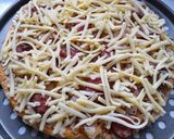 A picture of step 4 of Family Pizza Crispy Base with Chorizo Sausage & Beef mince 😍🍕.