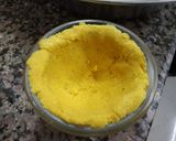 A picture of step 2 of Makki cup filled with sarson ka saag.