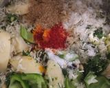 A picture of step 3 of Hariyali Pulao.