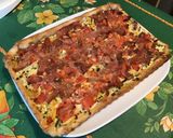 Une image de l'étape 11 de Tarte aux courgettes, tomates, lonzo crème de basilic et épices.