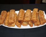 A picture of step 6 of Shrimp eggrolls with shiitake mushrooms.