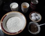 A picture of step 1 of Marbal cake👩‍🍳👩‍🍳😋😋.