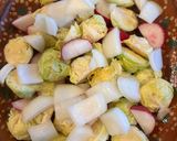 A picture of step 1 of Roasted Turkey Bacon and Brussels Sprouts Mix.