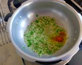 A picture of step 2 of Green Beans and Brinjal Subzi.