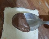 A picture of step 3 of French toast filled with chocolate and banana.