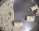 A picture of step 3 of Suji khandavi (Suji steamed rolls).