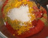 A picture of step 3 of Mango pickle/Avakaya.