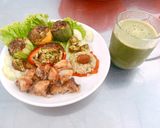Hình bước làm 4 của món Gà sốt bắp + rau, củ, quả nướng keto