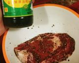 A picture of step 1 of Thai beef salad (nam tok neuha).