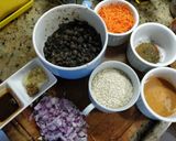 A picture of step 1 of Sheila's Spicy Bean Burgers.