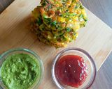 A picture of step 6 of Zucchini corn fritters.